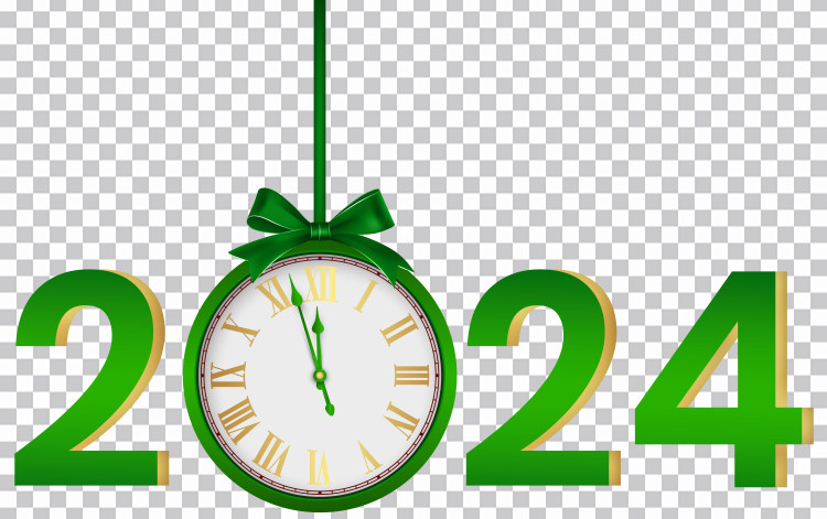 2024 Número Reloj Verde Colgando Gratis PNG