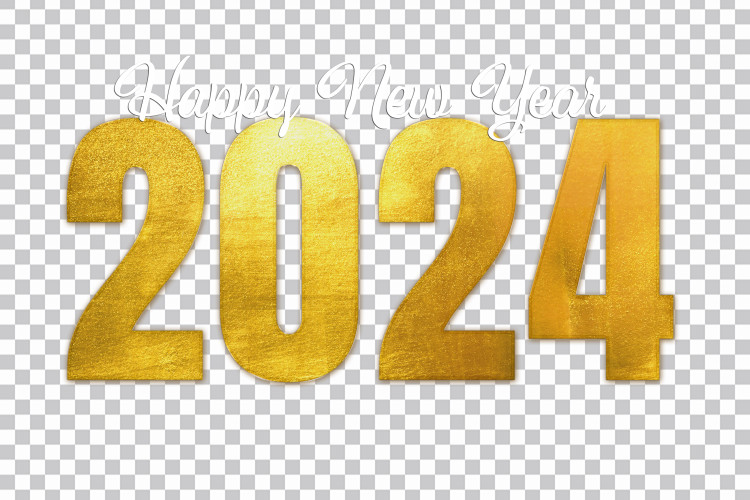 3D Metálico  Oro 2024 Número Transparente PNG File