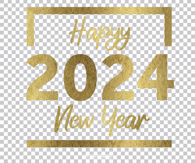 Feliz Año Nuevo 2024 Número 3D Oro PNG Imágenes Free