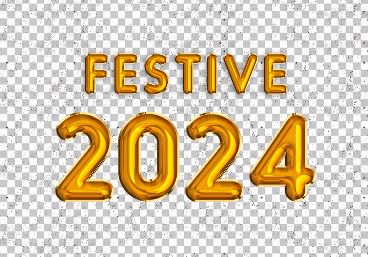 Feliz Año Nuevo 2024 Número Festivo 3D Globo de Oro PNG Images