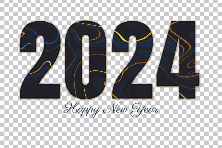 Oro Negro Diseño 3D 2024 Número PNG Free