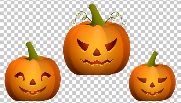 Tres Calabaza De Halloween Con Cara Naranja Realista Png Imágenes
